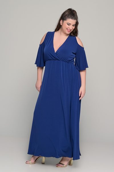 Φόρεμα σε γραμμή αμπίρ σε ελαστικό super jersey - Μπλε σκούρο - Plus size - Image 2