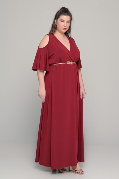 Φόρεμα σε γραμμή αμπίρ σε ελαστικό super jersey | Μπορντό | Plus size - Image 10