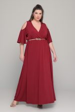 Φόρεμα σε γραμμή αμπίρ σε ελαστικό super jersey | Μπορντό | Plus size