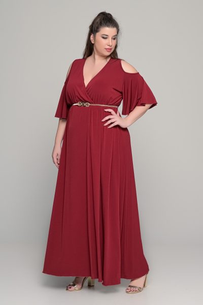 Φόρεμα σε γραμμή αμπίρ σε ελαστικό super jersey | Μπορντό | Plus size - Image 8