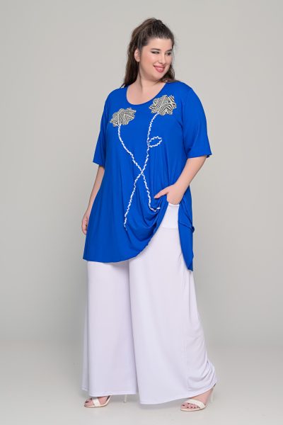 Παντελόνα με τσέπες σε ελαστικό super jersey - Άσπρο - Plus size - Image 3