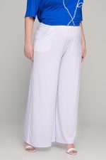 Παντελόνα με τσέπες σε ελαστικό super jersey - Άσπρο - Plus size