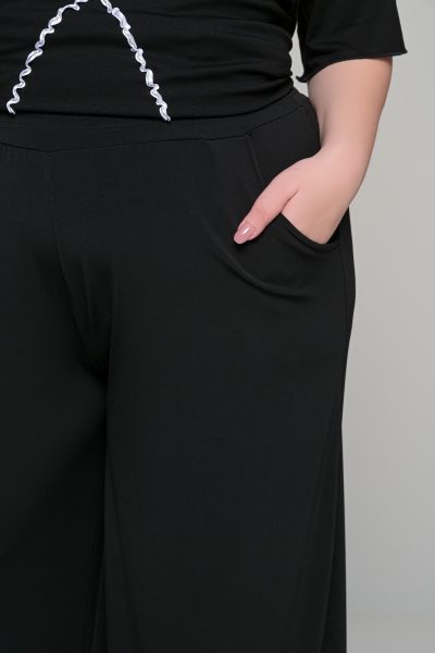 Παντελόνα με τσέπες σε ελαστικό super jersey | Μαύρο | Plus size - Image 2