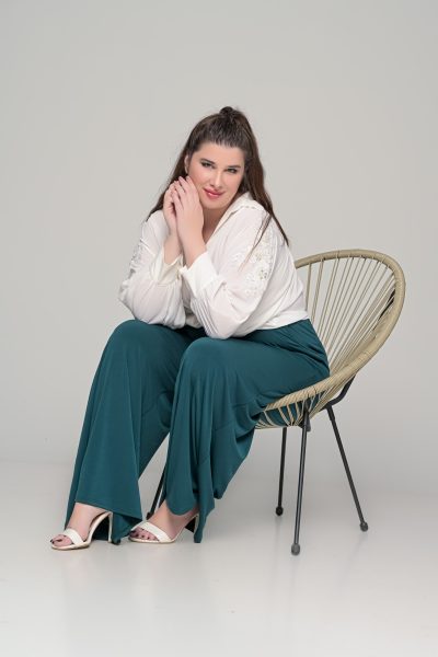 Παντελόνα με τσέπες σε ελαστικό super jersey | Κυπαρισσί | Plus size - Image 3