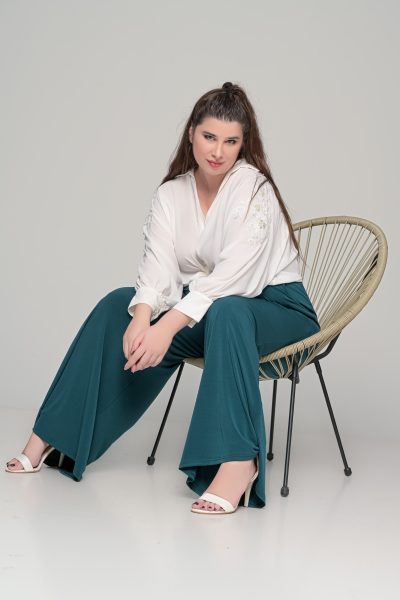 Παντελόνα με τσέπες σε ελαστικό super jersey | Κυπαρισσί | Plus size - Image 4