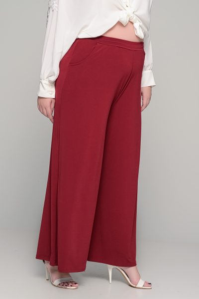 Παντελόνα με τσέπες σε ελαστικό super jersey - Μπορντό - Plus size - Image 5