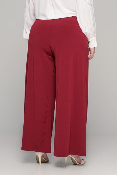 Παντελόνα με τσέπες σε ελαστικό super jersey - Μπορντό - Plus size - Image 3