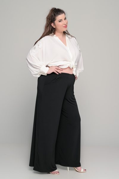 Πουκάμισο Loose σε oversized γραμμή με λευκό μοτίφ | Λευκό | Plus Size - Image 13