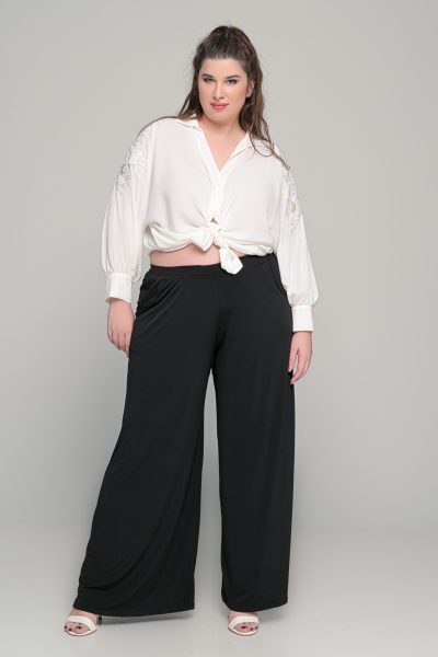 Πουκάμισο Loose σε oversized γραμμή με λευκό μοτίφ | Λευκό | Plus Size - Image 15