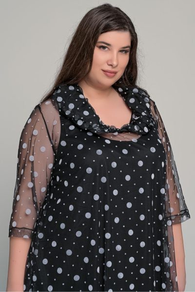 Σετ 2 φορεμάτων Μουσελίνα πουά | Μαύρο | Plus size - Image 6