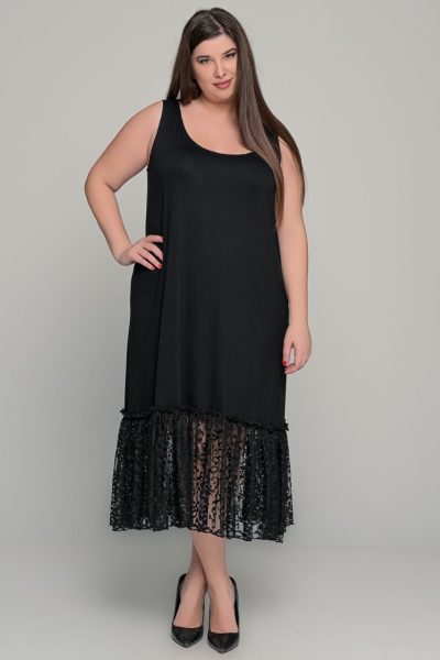 Σετ 2 φορεμάτων Μουσελίνα πουά | Μαύρο | Plus size - Image 5