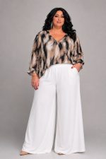 Παντελόνα με τσέπες σε ελαστικό super jersey - Άσπρο | Plus size