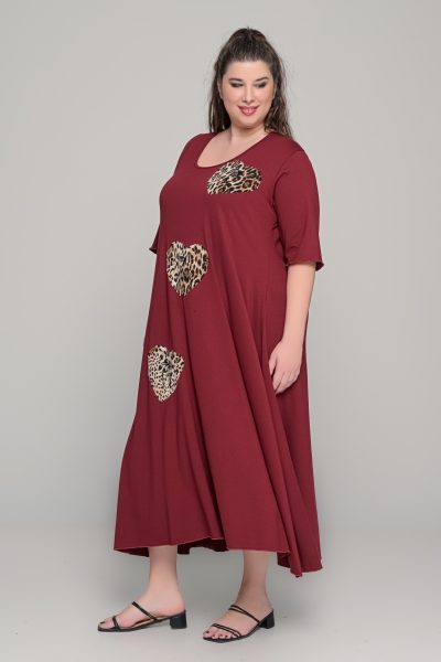 Φορεμα μπορντό σε μεγάλα μεγέθη lady lola