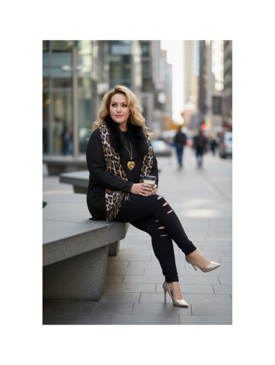 Κολάν με Σκισίματα Βαμβακερό | Μαύρο | Plus Size - Image 2