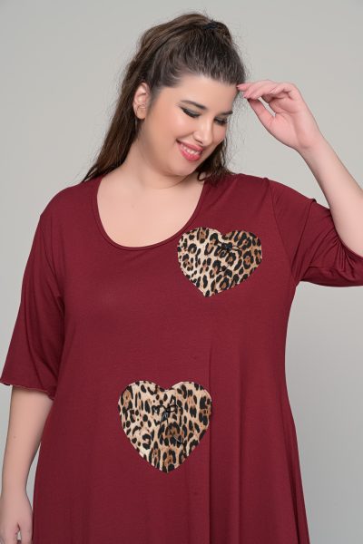 φορεμα midi Μπορντο σε μεγάλα μεγέθη