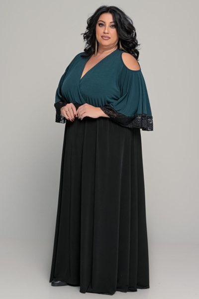 Δίχρωμο φόρεμα με δαντέλα στα μανίκια - Image 6