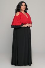 Δίχρωμο φόρεμα με δαντέλα στα μανίκια