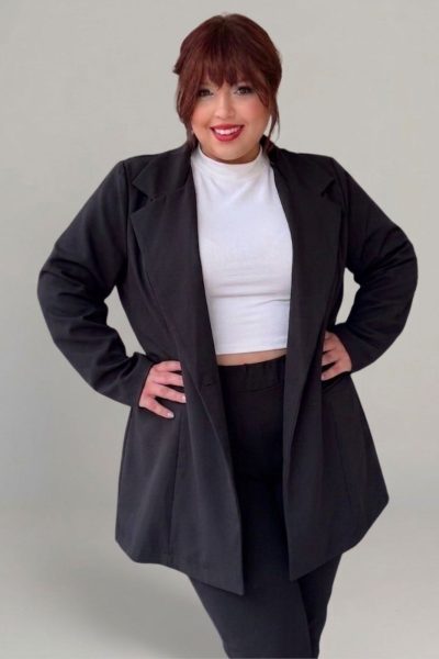 Σακάκι φοδραρισμένο | Μαύρο | Plus Size - Image 2