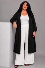 Κιμονό Μαύρο σε ελαστικό Super Jersey | Plus Size