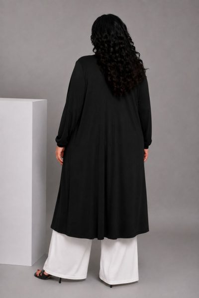 Κιμονό Μαύρο σε ελαστικό Super Jersey | Plus Size - Image 2