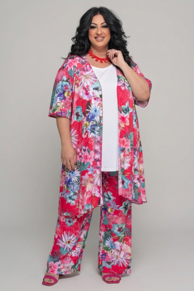 Floral Σετ Κιμονό & Παντελόνα Σε Ελαστικό Μαγιόπανο - Image 2