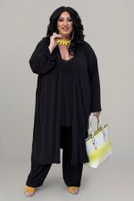 Κιμονό Μαύρο σε ελαστικό Super Jersey | Plus Size