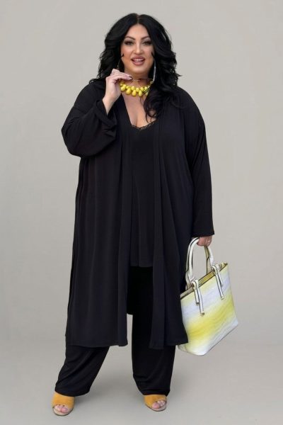 Κιμονό Μαύρο σε ελαστικό Super Jersey | Plus Size