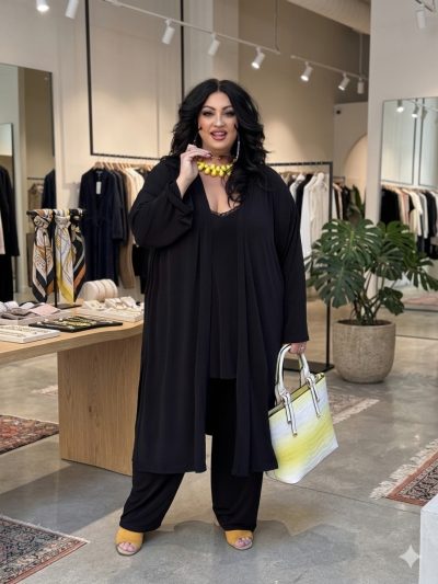 Κιμονό Μαύρο σε ελαστικό Super Jersey | Plus Size - Image 2