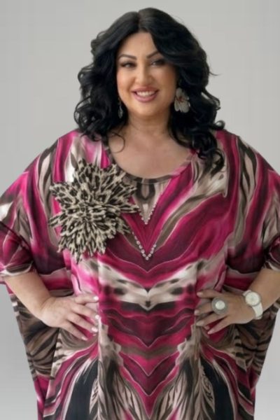 Φόρεμα Καφτάνι | Ροζ εμπριμέ | Plus Size - Image 3