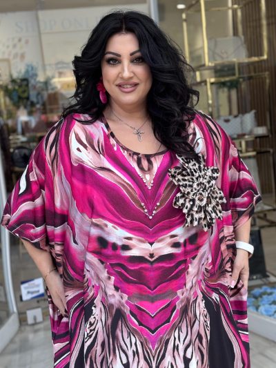Φόρεμα Καφτάνι | Ροζ εμπριμέ | Plus Size - Image 2