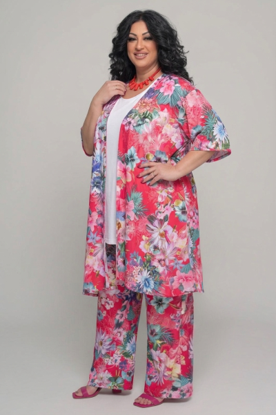 Floral Σετ Κιμονό & Παντελόνα Σε Ελαστικό Μαγιόπανο