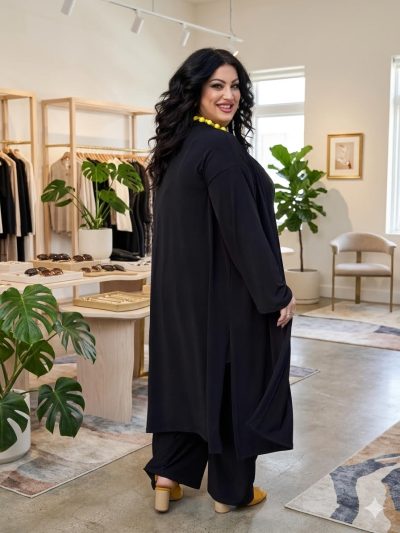 Κιμονό Μαύρο σε ελαστικό Super Jersey | Plus Size - Image 5