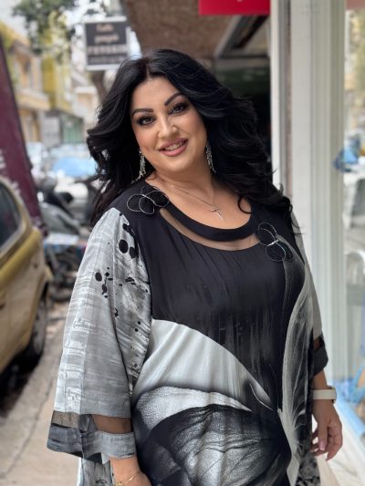 Φόρεμα Ασπρομαύρο | Artistic Print | Plus Size - Image 6