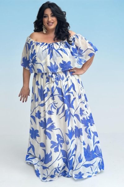 Maxi Floral Φόρεμα με Βολάν | Plus Size - Image 2