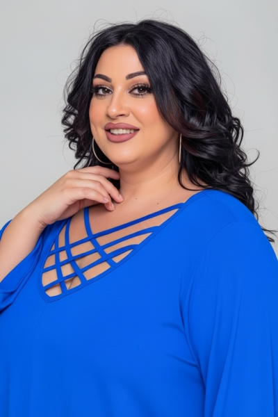Μπλούζα με χιαστί ντεκολτέ | Μπλε ηλεκτρίκ | Plus Size - Image 3