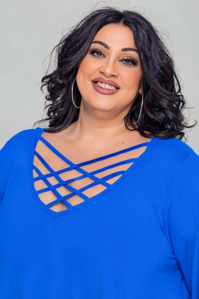 Μπλούζα με χιαστί ντεκολτέ | Μπλε ηλεκτρίκ | Plus Size - Image 2