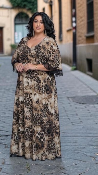 Φόρεμα Animal Print με Δαντέλα στα Μανίκια | Plus Size - Image 2