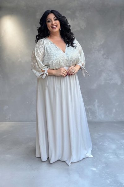 Φόρεμα με παγιέτες στο χρώμα του πάγου | Plus Size - Image 2