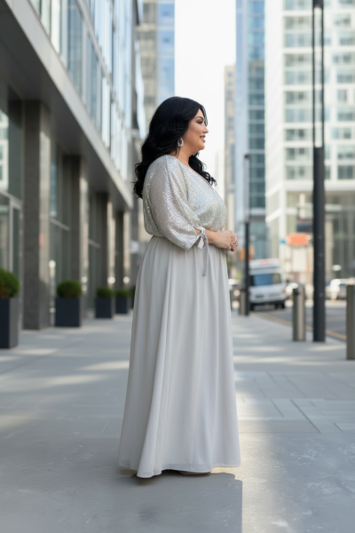 Φόρεμα με παγιέτες στο χρώμα του πάγου | Plus Size - Image 3