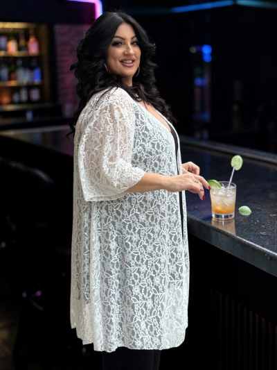 Δαντελένιο Κιμονό σε Λευκή Απόχρωση | Plus Size - Image 5