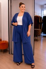 Κιμονό σε ελαστική Βισκόζη | Μπλε Ίντιγκο | Plus Size