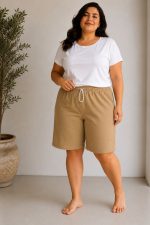 Βερμούδα Βαμβακερή | Μπεζ | Plus Size