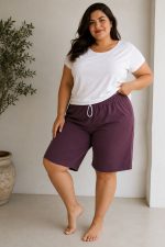 Βερμούδα βαμβακερή | Βουργουνδί | Plus Size