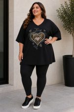 Μπλούζα σε ελαστική βισκόζη με στάμπα ANIMAL PRINT LOVE