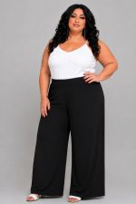 Παντελόνα Σε Ελαστική Βισκόζη | Mαύρο | Plus Size