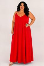 Φόρεμα με λεπτή τιράντα | Κόκκινο | Plus Size