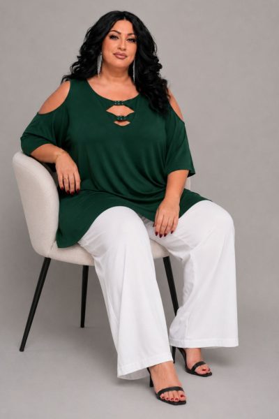 Plus Size Ελαστική Μπλούζα με Cut Out Λεπτομέρειες | Κυπαρισσί - Image 2