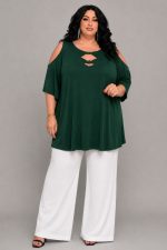 Plus Size Ελαστική Μπλούζα με Cut Out Λεπτομέρειες | Κυπαρισσί