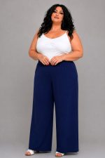 Παντελόνα Σε Ελαστική Βισκόζη | Mπλε σκούρο | Plus Size