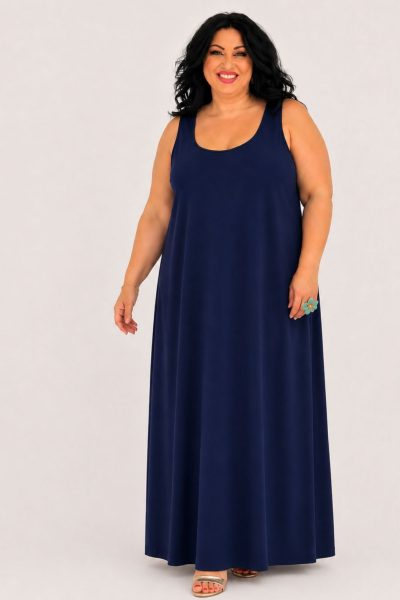Φόρεμα με φαρδιά τιράντα | Μπλε σκούρο | Plus Size